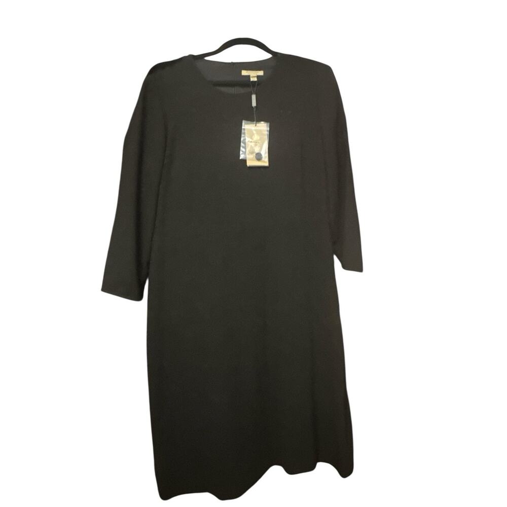 BURBERRY LONDON CLASSIC BLACK WITH 3/4 SLEEVES MIDI DRESS SZ 14 OR 48